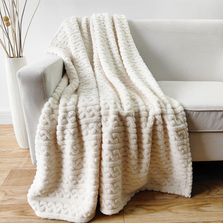 Polyester Home Deco Cozy Sherpa Throw Blanket
